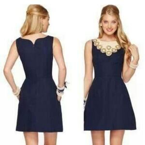 Lilly Pulitzer True Navy Wythe Beaded Sleeveless Dress